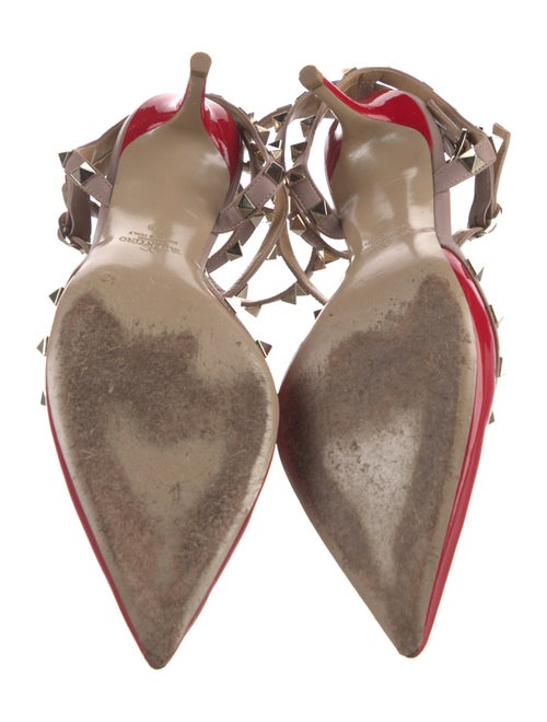 Valentino Rockstud Accents Patent Leather T-Strap Pumps