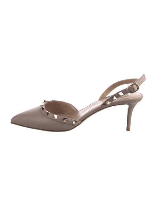 Valentino Rockstud Accents Leather Slingback Pumps