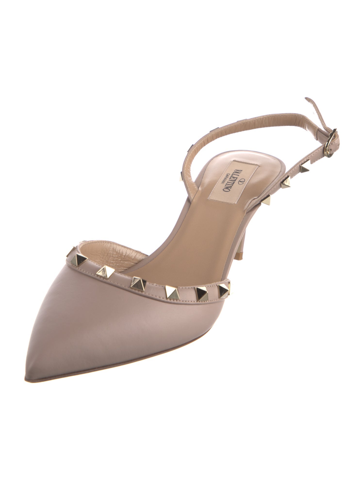 Valentino Rockstud Accents Leather Slingback Pumps
