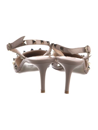 Valentino Rockstud Accents Leather Slingback Pumps