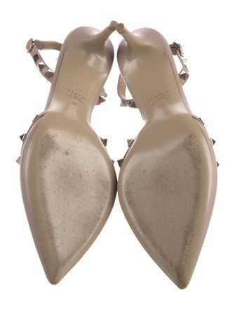 Valentino Rockstud Accents Leather Slingback Pumps