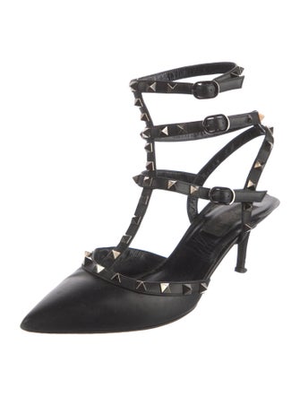 Valentino Rockstud Accents Leather T-Strap Pumps