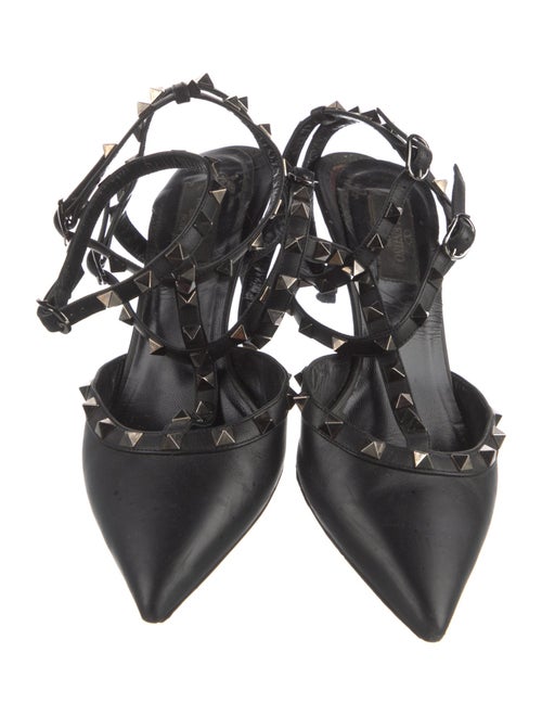 Valentino Rockstud Accents Leather T-Strap Pumps