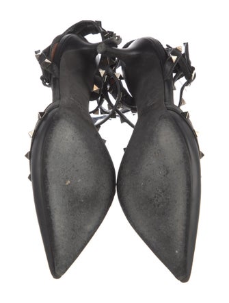 Valentino Rockstud Accents Leather T-Strap Pumps