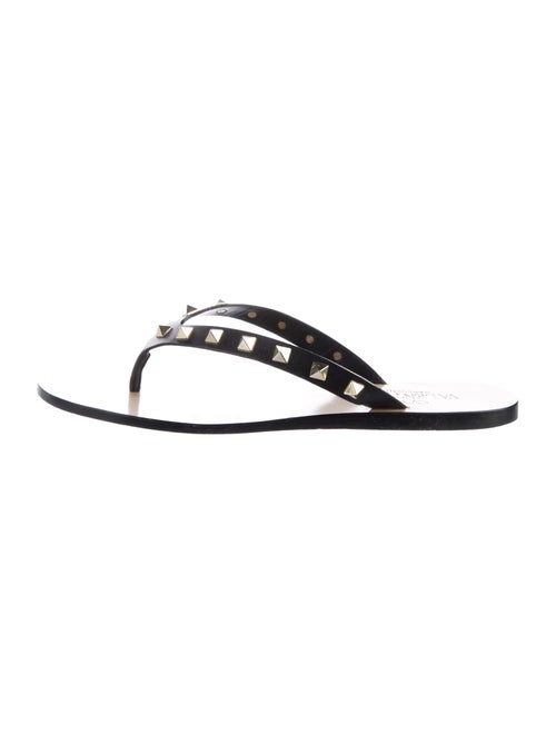 Valentino Rockstud Accents Leather Slides