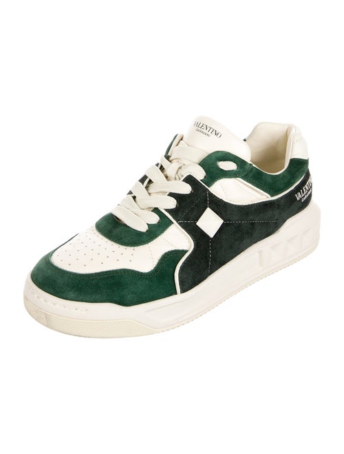 Valentino Rockstud Accents Suede Athletic Sneakers