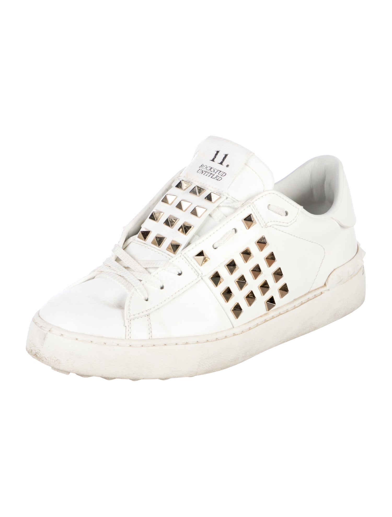 Valentino Rockstud Accents Leather Sneakers