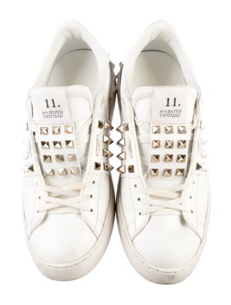 Valentino Rockstud Accents Leather Sneakers