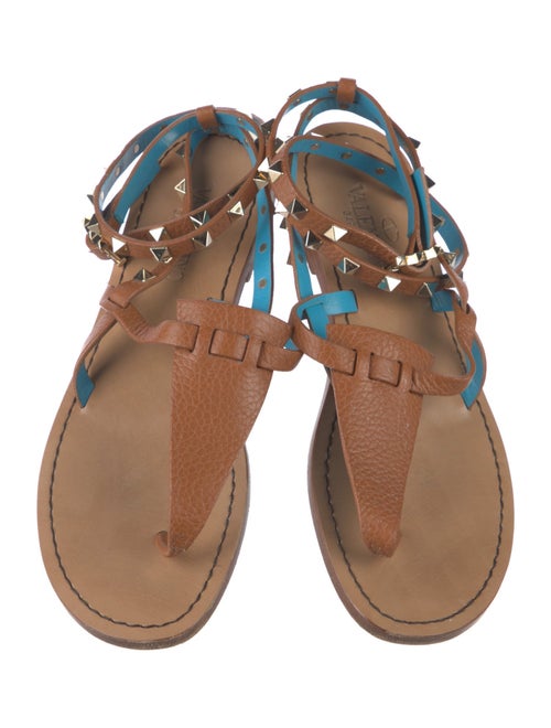Valentino Rockstud Accents Leather Gladiator Sandals