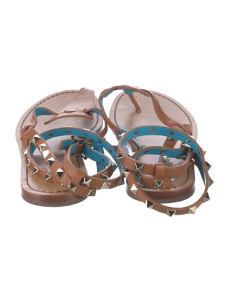 Valentino Rockstud Accents Leather Gladiator Sandals