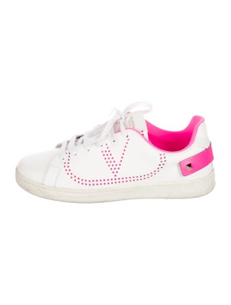 Valentino Rockstud Accents Leather Sneakers