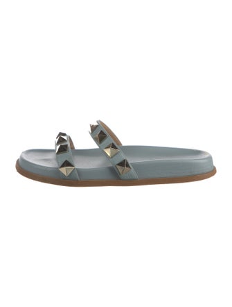 Valentino Rockstud Accents Leather Slides