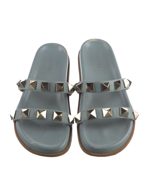 Valentino Rockstud Accents Leather Slides
