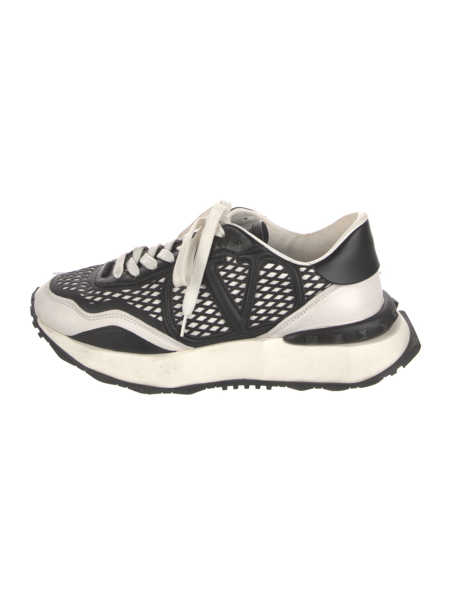 Valentino Rockstud Accents Leather Athletic Sneakers