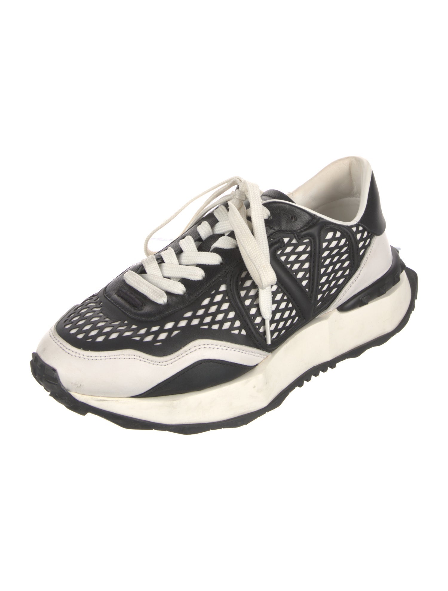 Valentino Rockstud Accents Leather Athletic Sneakers