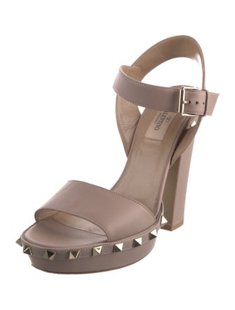 Valentino Rockstud Accents Leather Sandals