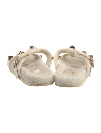 Valentino Rockstud Accents Fur Slides