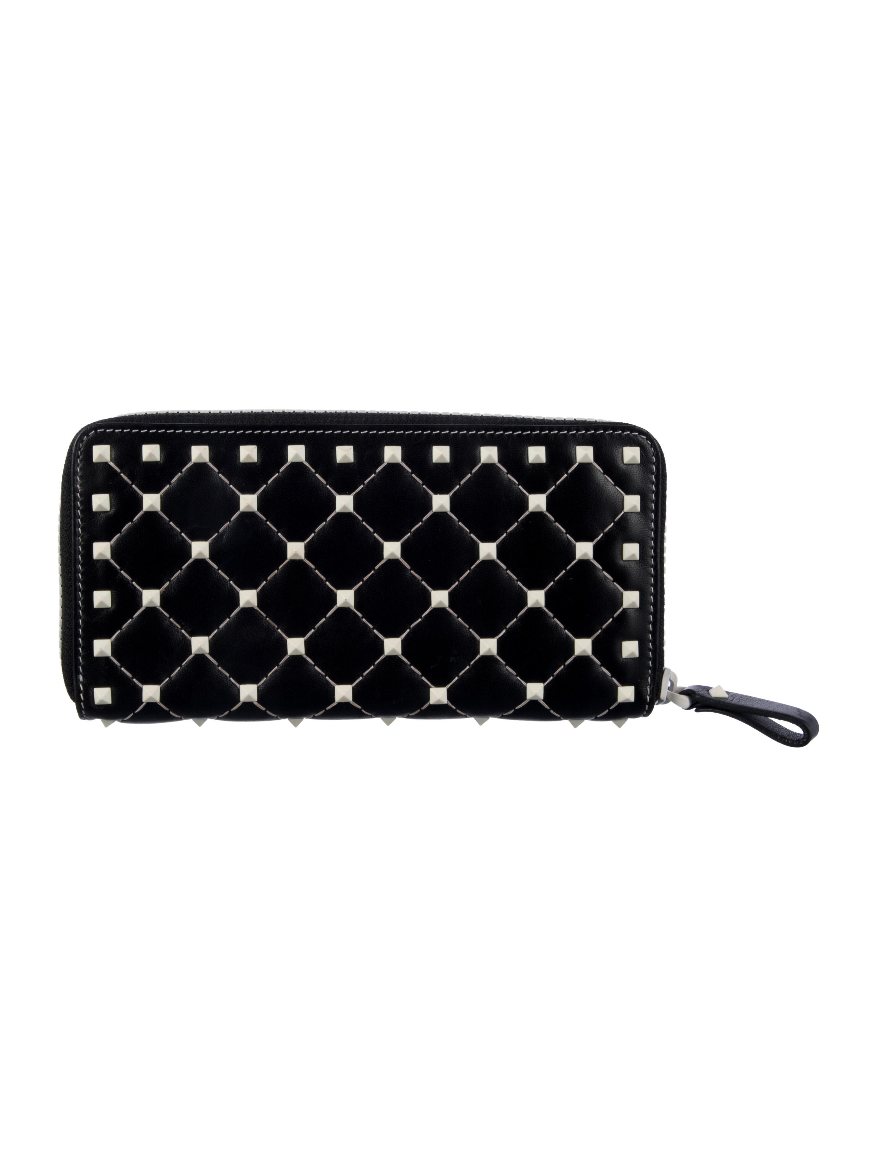Valentino Zip Around Continental Wallet Rockstud Accents Continental Wallet