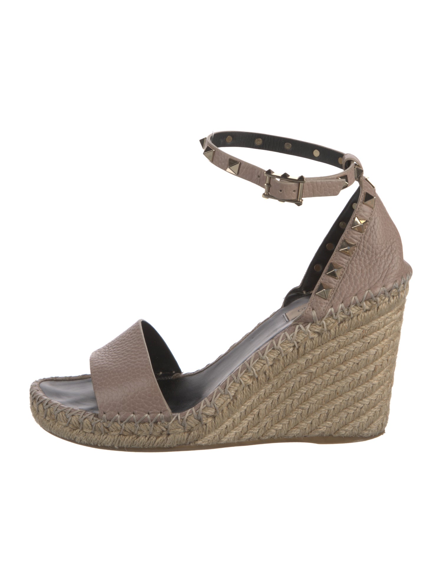 Valentino Rockstud Accents Leather Espadrilles