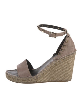 Valentino Rockstud Accents Leather Espadrilles