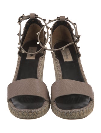 Valentino Rockstud Accents Leather Espadrilles