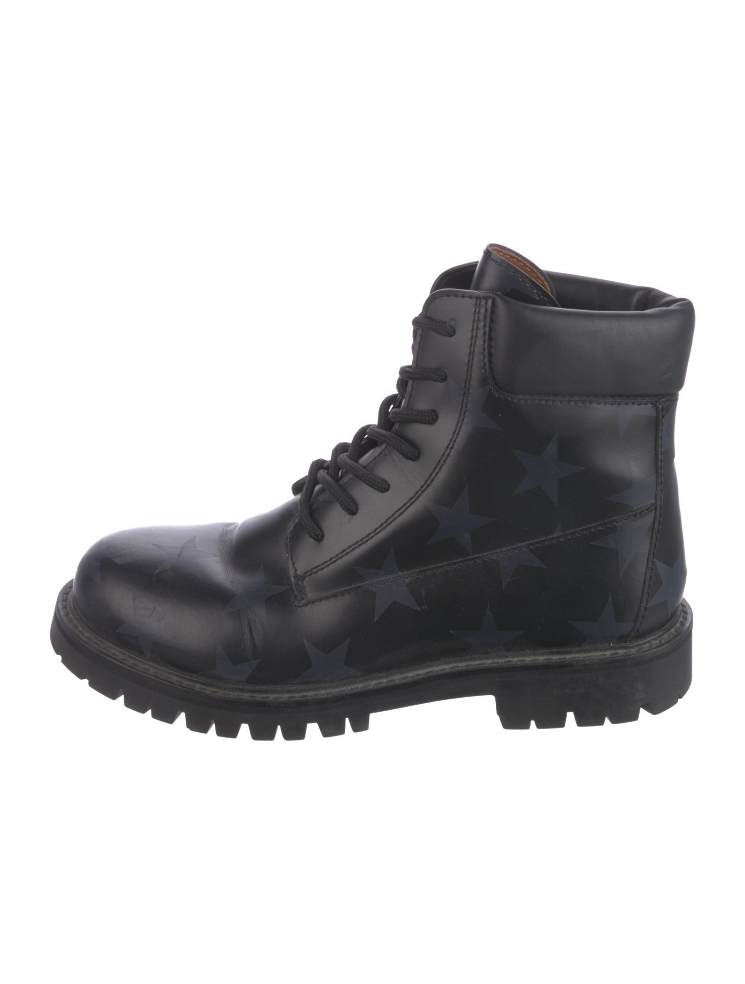 Valentino Leather Printed Combat Boots