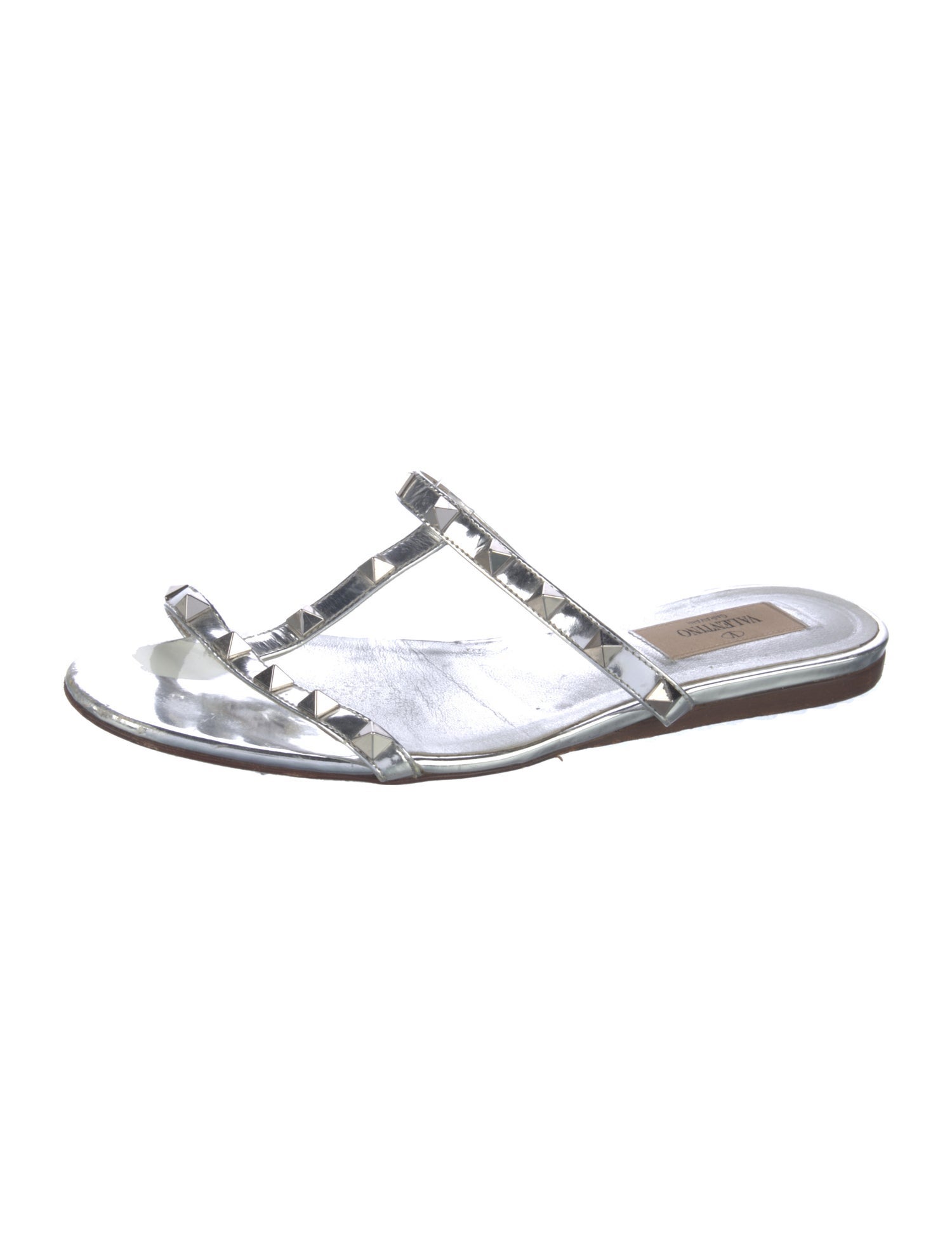 Valentino Rockstud Accents Leather T-Strap Sandals