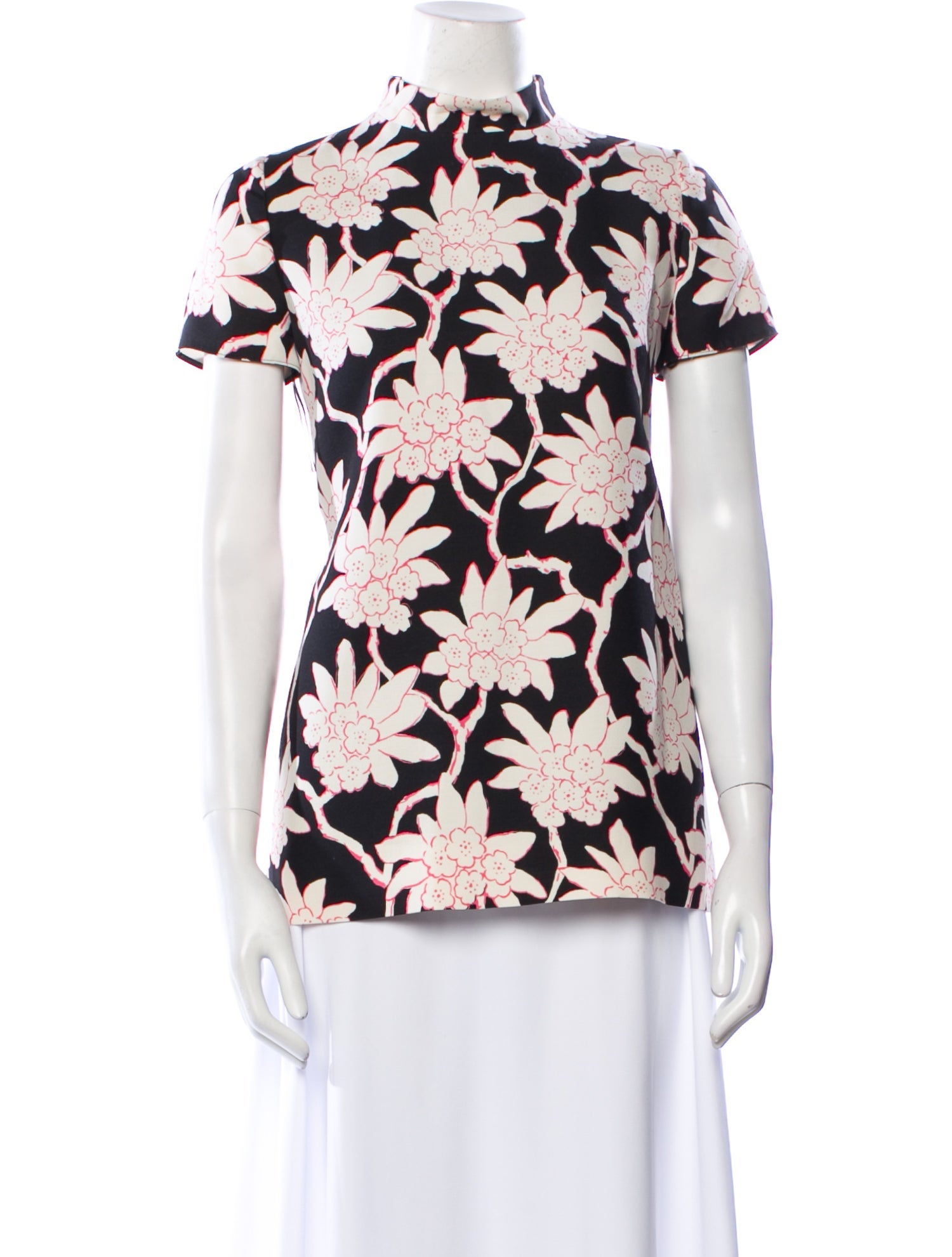 Valentino Floral Print Virgin Wool Blouse