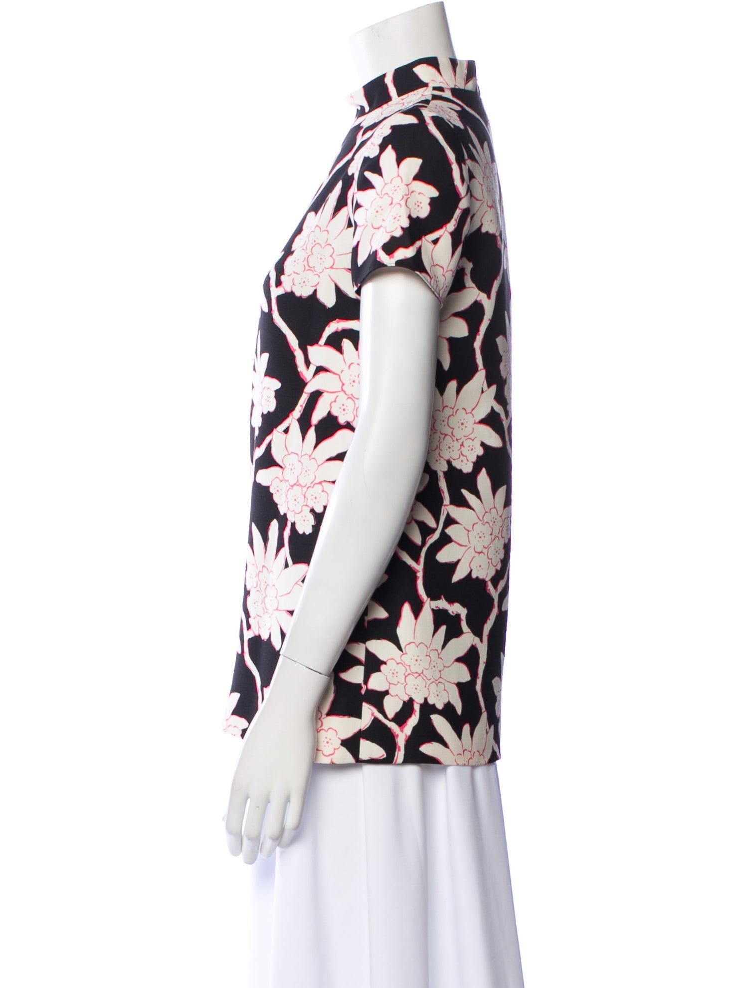 Valentino Floral Print Virgin Wool Blouse
