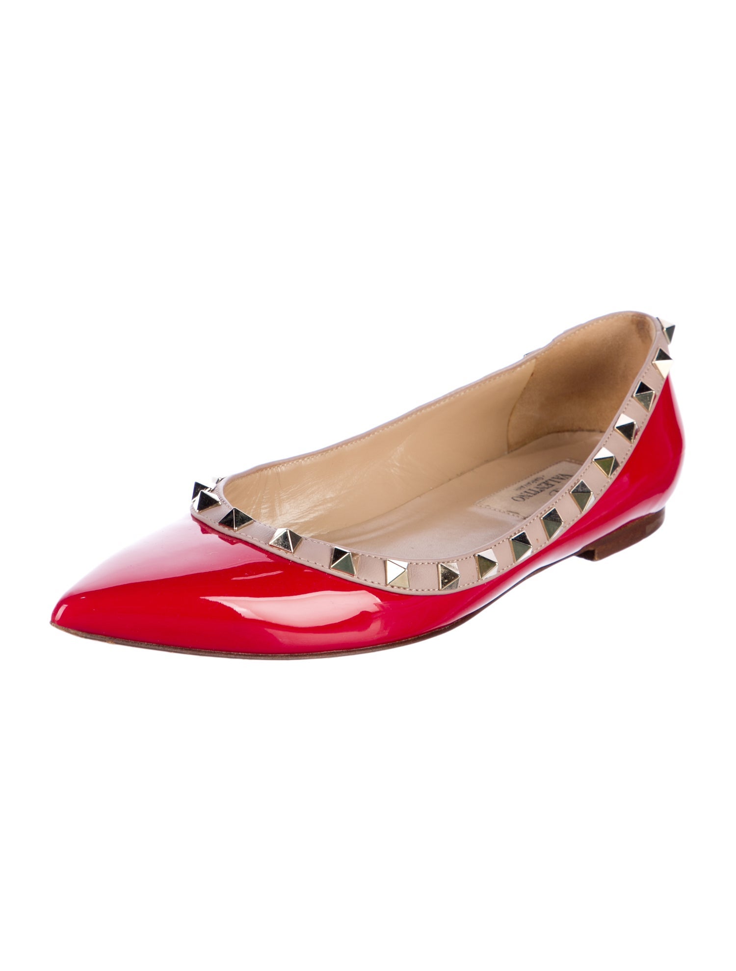 Valentino Rockstud Accents Patent Leather Ballet Flats
