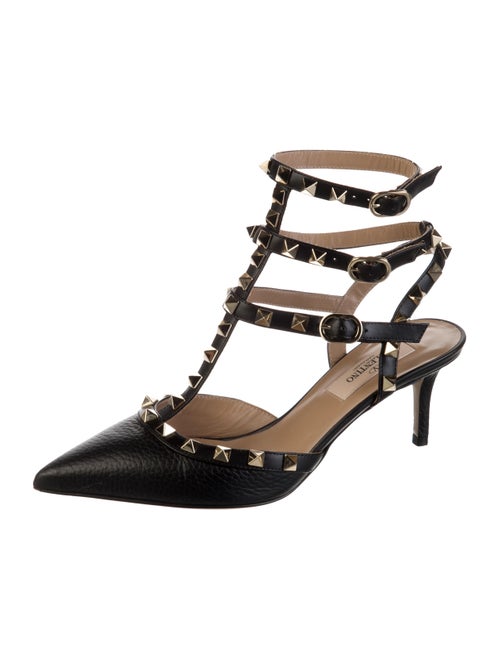 Valentino Rockstud Accents Leather T-Strap Pumps