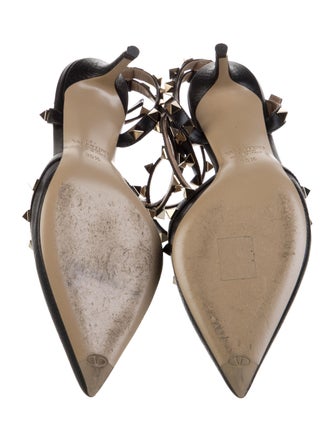 Valentino Rockstud Accents Leather T-Strap Pumps