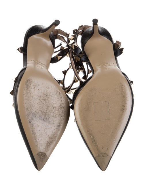 Valentino Rockstud Accents Leather T-Strap Pumps