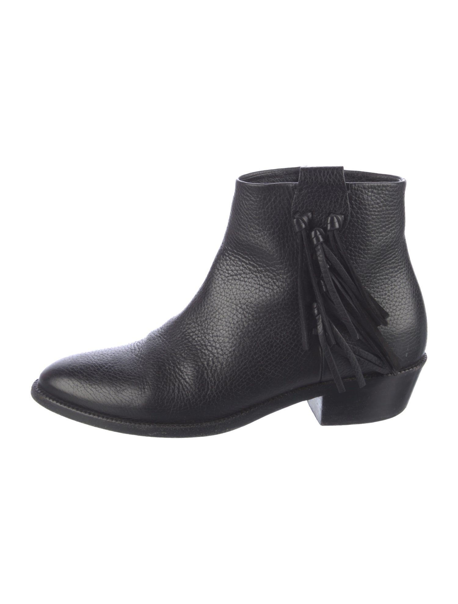 Valentino Leather Fringe Trim Accent Boots