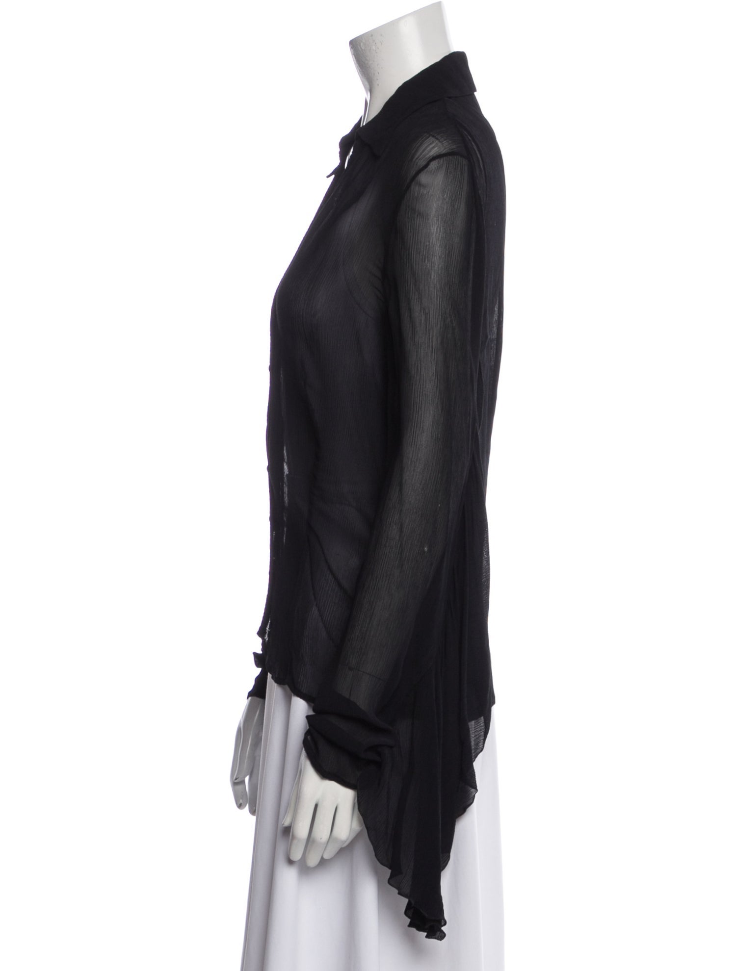 Valentino Silk Long Sleeve Button-Up Top