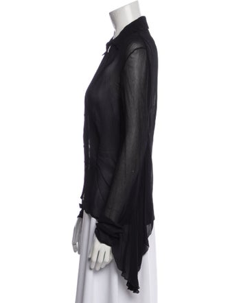 Valentino Silk Long Sleeve Button-Up Top