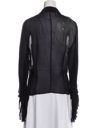 Valentino Silk Long Sleeve Button-Up Top