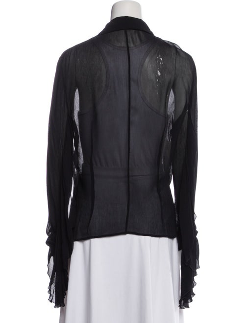 Valentino Silk Long Sleeve Button-Up Top