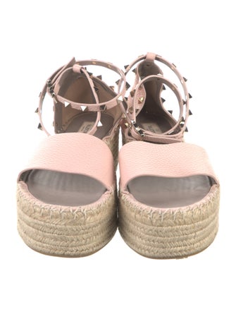Valentino Rockstud Accents Leather Espadrilles