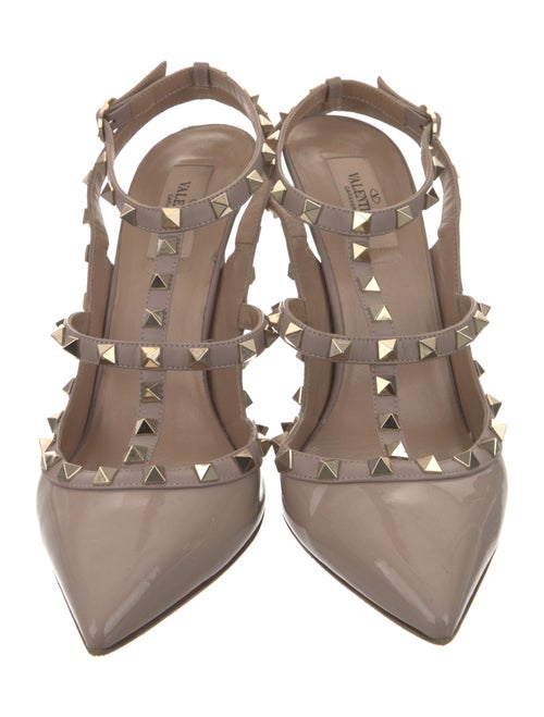 Valentino Rockstud Accents Patent Leather T-Strap Pumps