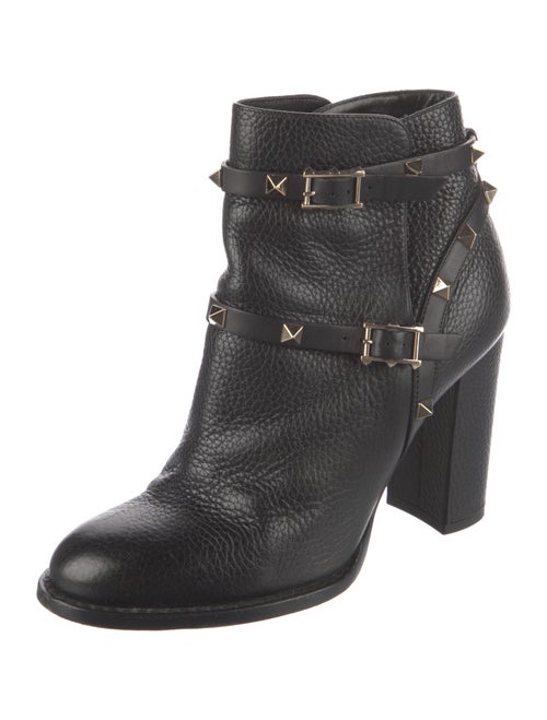 Valentino Rockstud Accents Leather Moto Boots