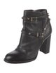 Valentino Rockstud Accents Leather Moto Boots