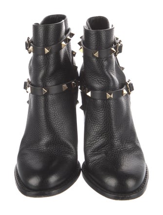 Valentino Rockstud Accents Leather Moto Boots