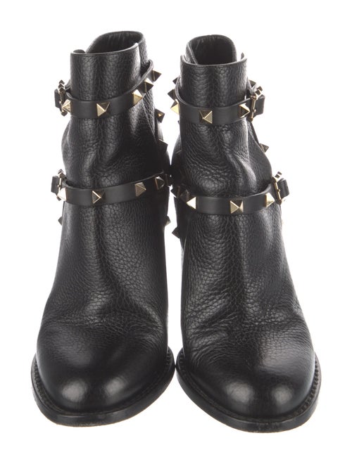 Valentino Rockstud Accents Leather Moto Boots