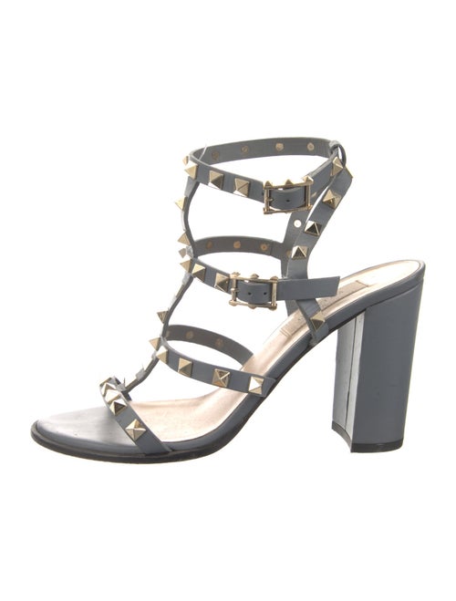 Valentino Rockstud Accents Leather T-Strap Sandals