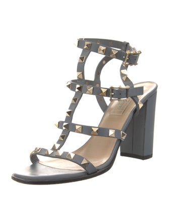 Valentino Rockstud Accents Leather T-Strap Sandals