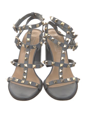 Valentino Rockstud Accents Leather T-Strap Sandals