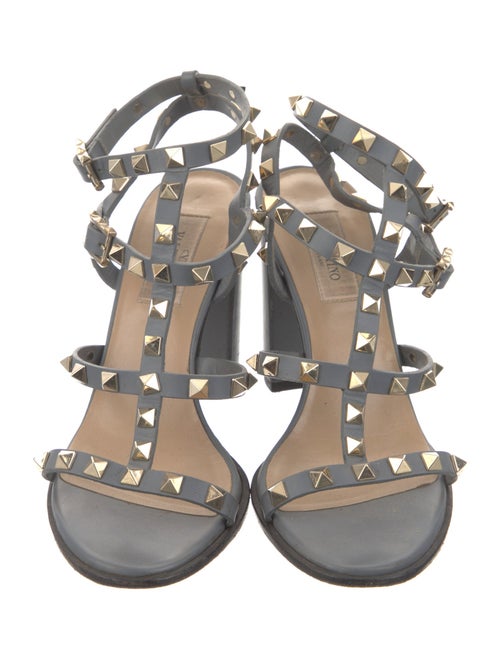 Valentino Rockstud Accents Leather T-Strap Sandals