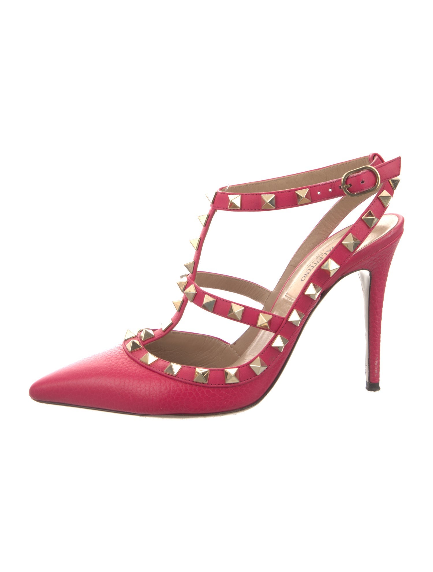 Valentino Rockstud Accents Leather T-Strap Pumps