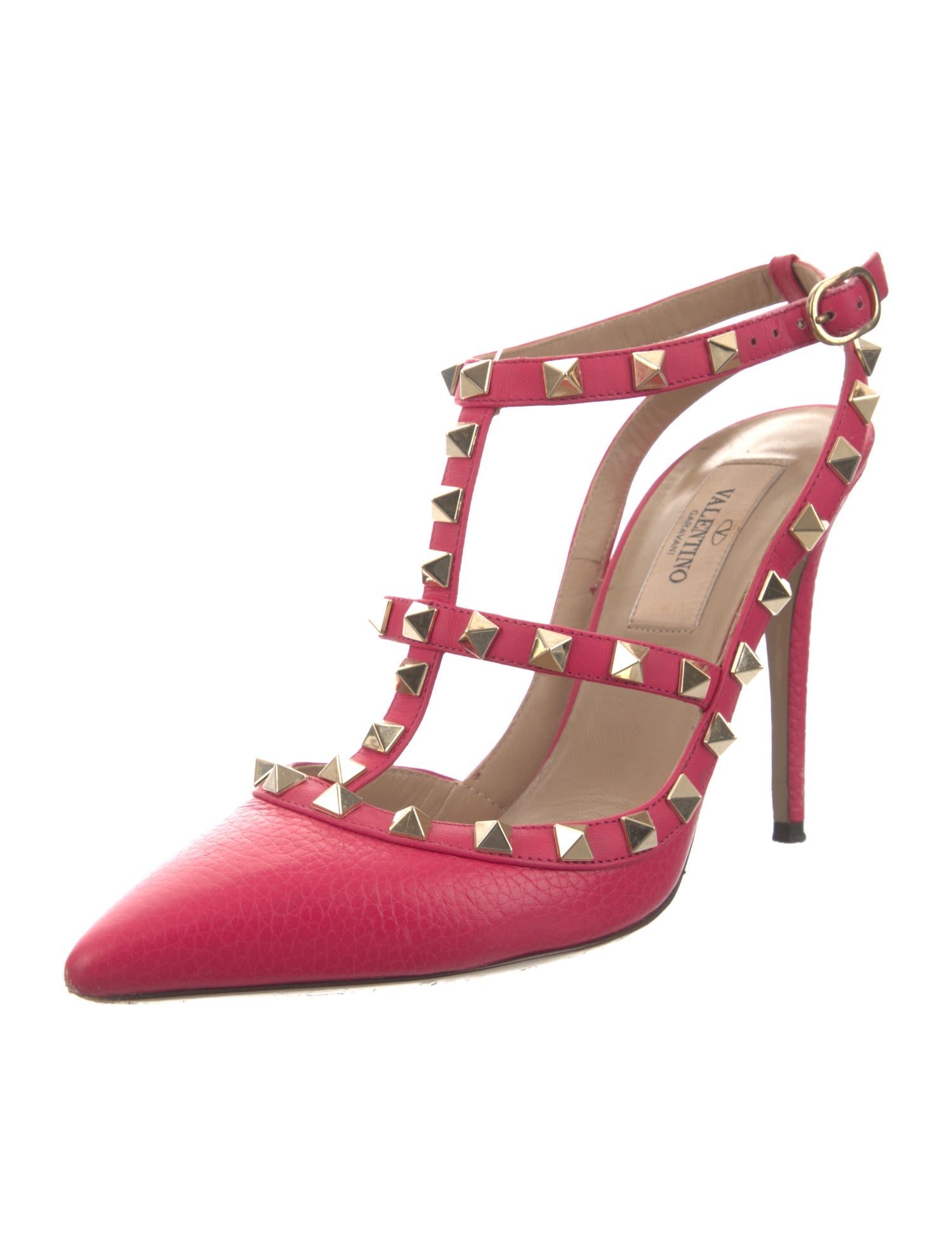 Valentino Rockstud Accents Leather T-Strap Pumps